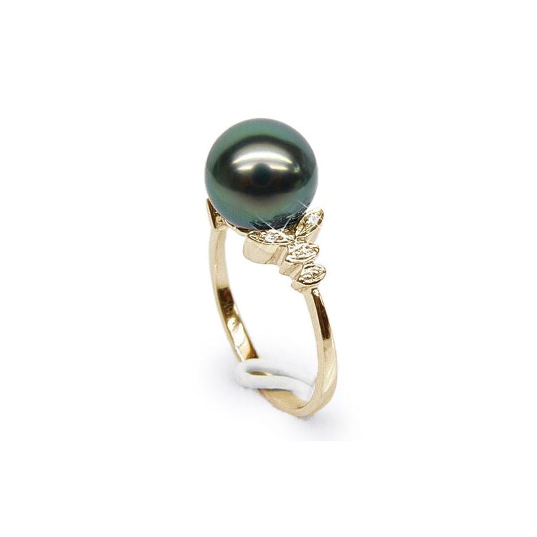 Bague Mont du Lotus - Perle de Tahiti - Or jaune, diamants - 1