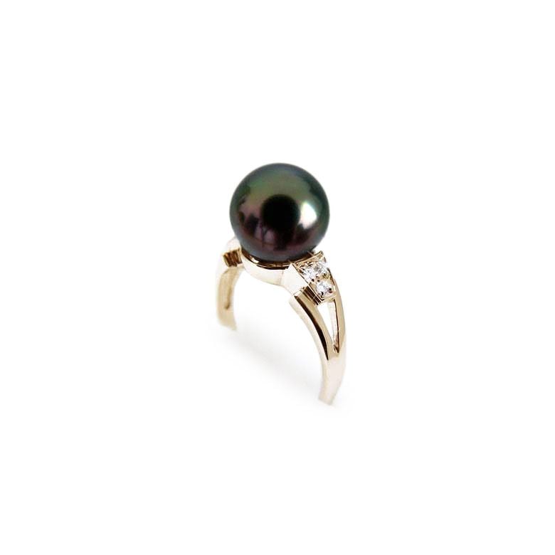 Bague Tahiti Nui - Or Jaune, Diamants & Perle de Tahiti | Gemperles - 1