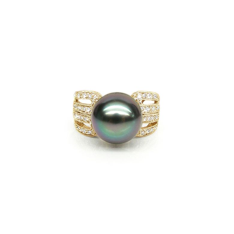 Bague de joaillerie - Luxe - Perle de Tahiti - Or jaune, diamants - 1