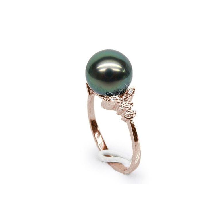 Bague Mont du Lotus - Perle de Tahiti - Or rose, diamants - 1