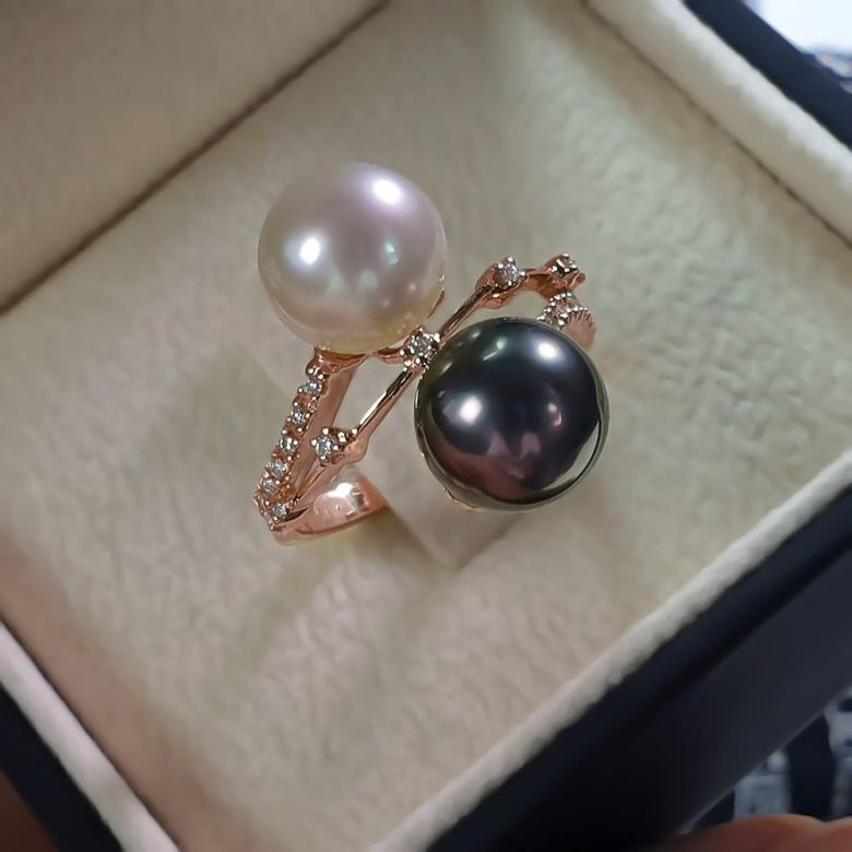 Bague Toi et Moi - Or rose - Perles des mers du sud - 8