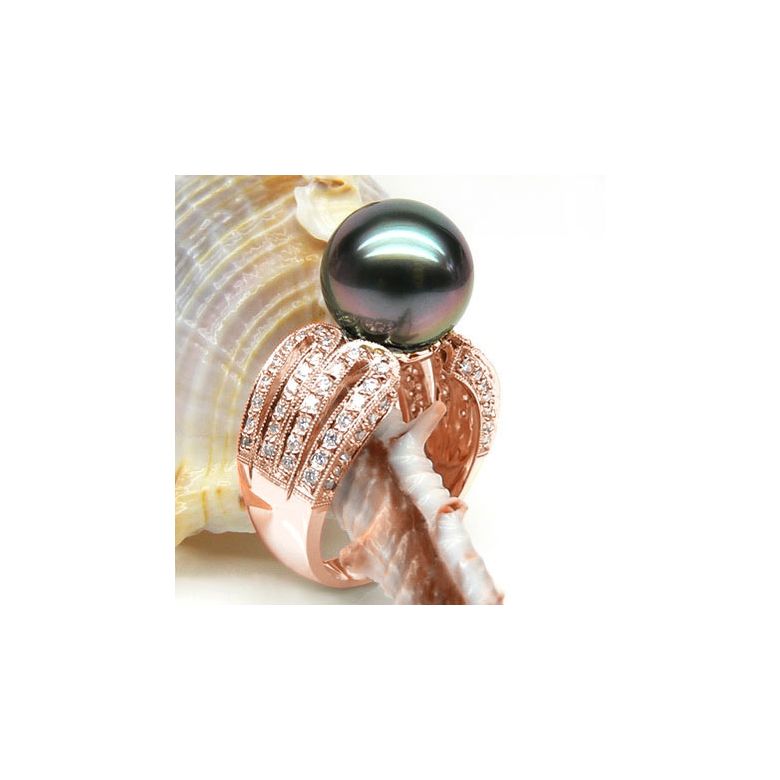 Bague de joaillerie - Luxe - Perle de Tahiti - Or rose, diamants - 2