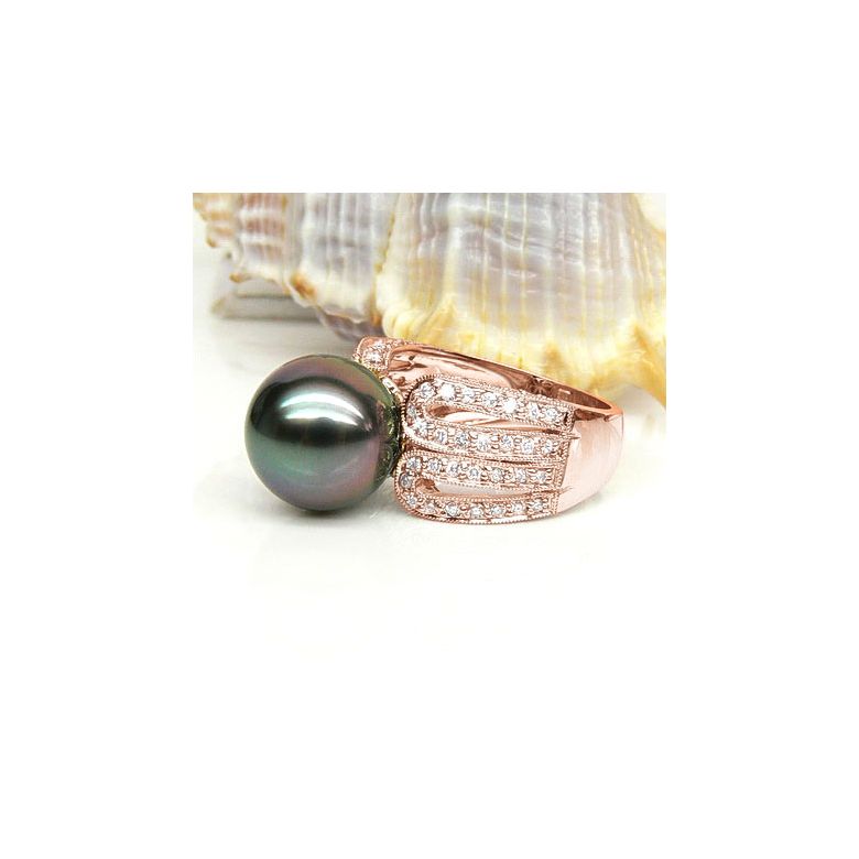 Bague de joaillerie - Luxe - Perle de Tahiti - Or rose, diamants - 3
