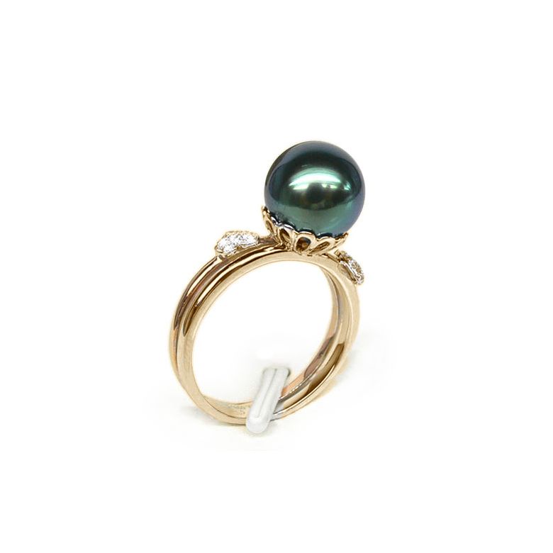 Bague coeurs - Ovation à l'amour - Perle de Tahiti - 2 ors, diamants or jaune et rose - 1