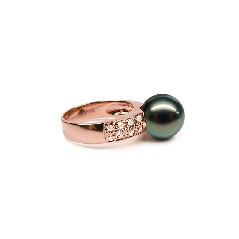 Bague Elbow - Perle de Tahiti - Or rose, diamants - 1