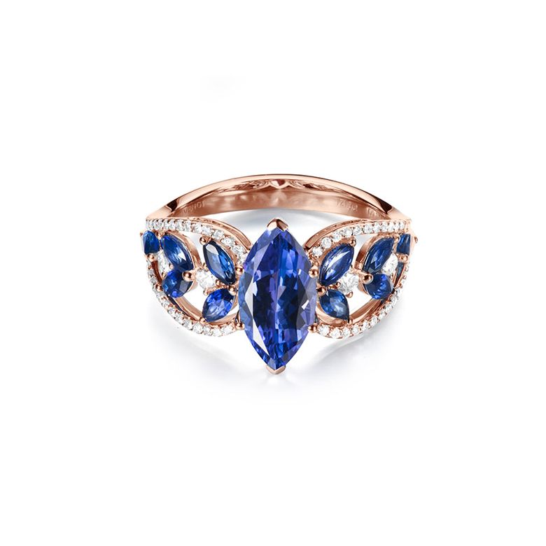 Bague Mère Nature - Saphir bleu - Or rose, diamant - 3