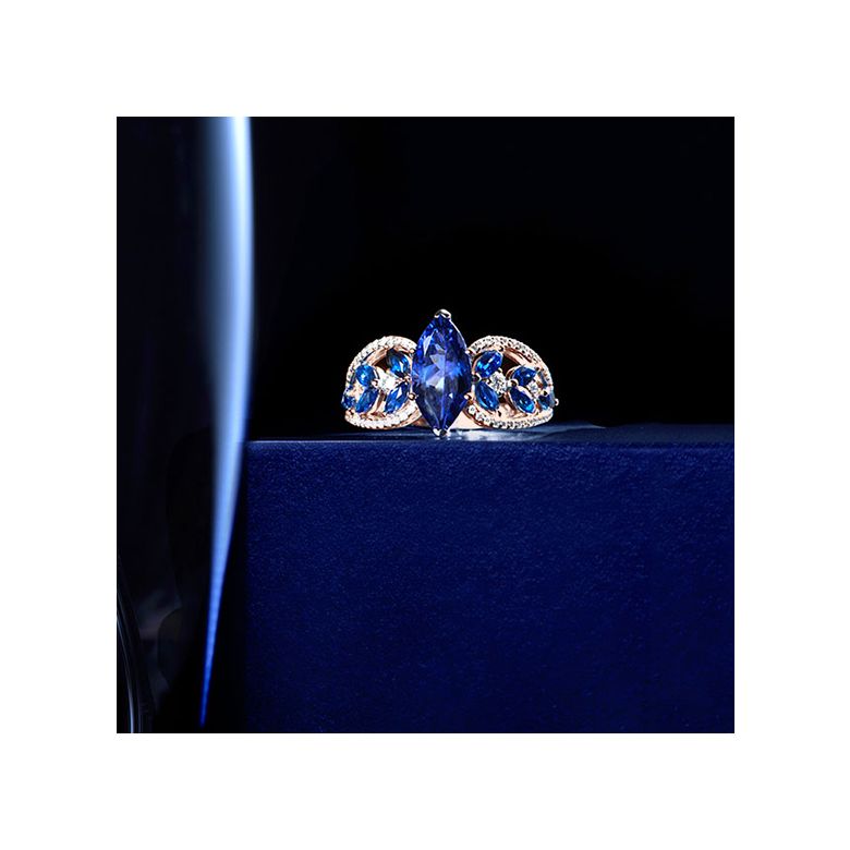Bague Mère Nature - Saphir bleu - Or rose, diamant - 6