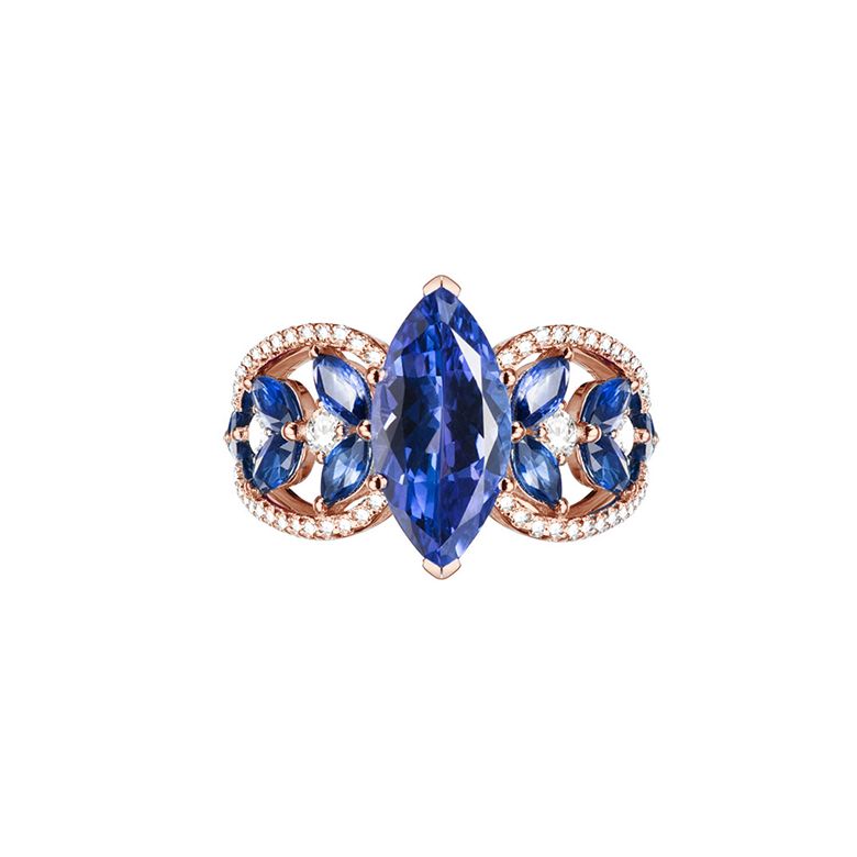Bague Mère Nature - Saphir bleu - Or rose, diamant - 7