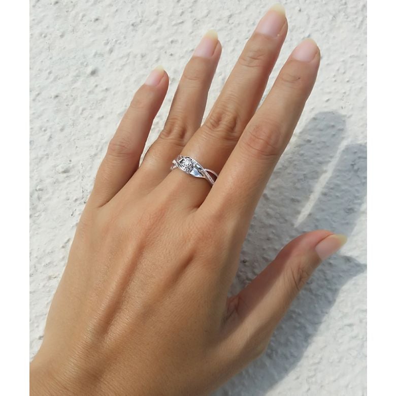 Bague fiançaille en or blanc 750/1000 - Diamants 0.15ct - 2
