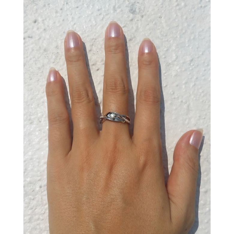 Bague fiançaille en or blanc 750/1000 - Diamants 0.15ct - 6
