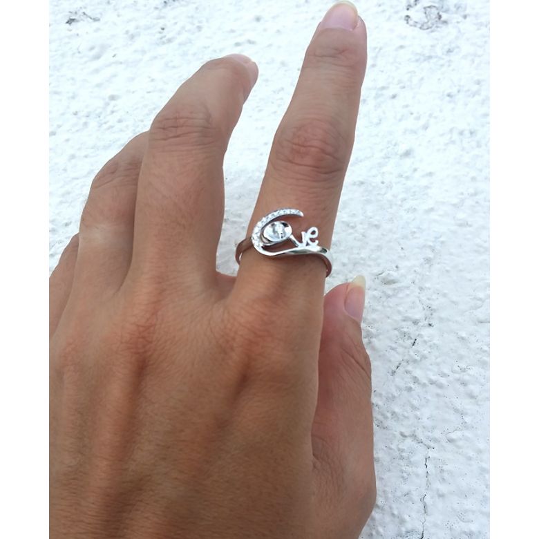 Bague Love - Bague or blanc originale 18cts - Diamants 0.095ct - 2