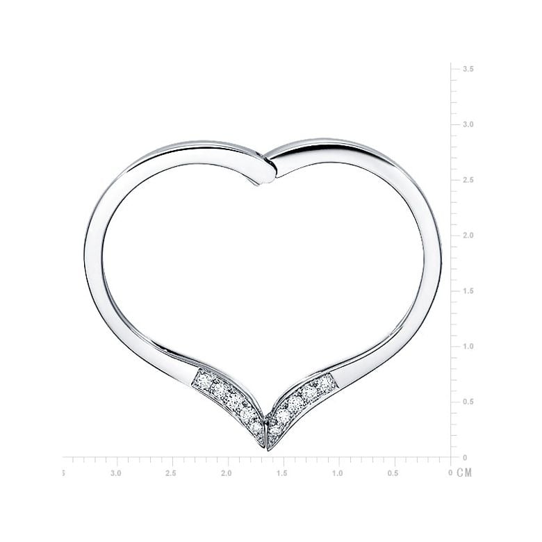 Bague anneau type pendentif. Cœur or blanc diamants | Polichinelle - 2