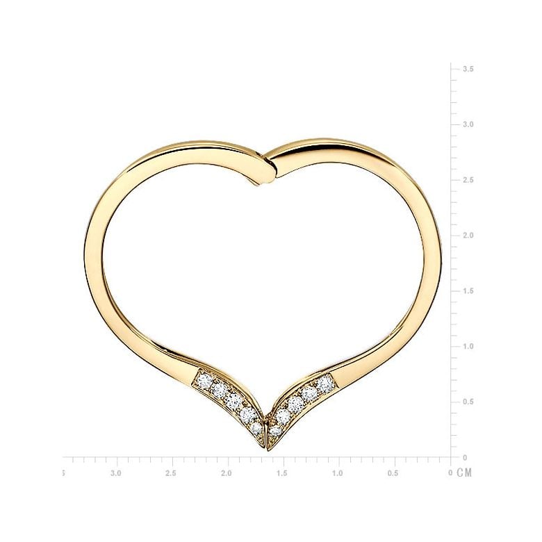Bague anneau type pendentif. Cœur or jaune diamants | Polichinelle - 2
