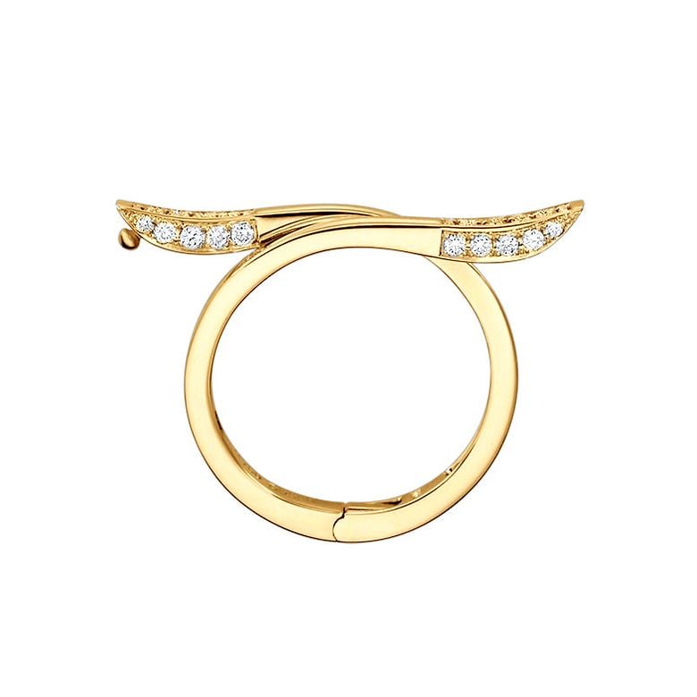 Bague anneau type pendentif. Cœur or jaune diamants | Polichinelle - 4