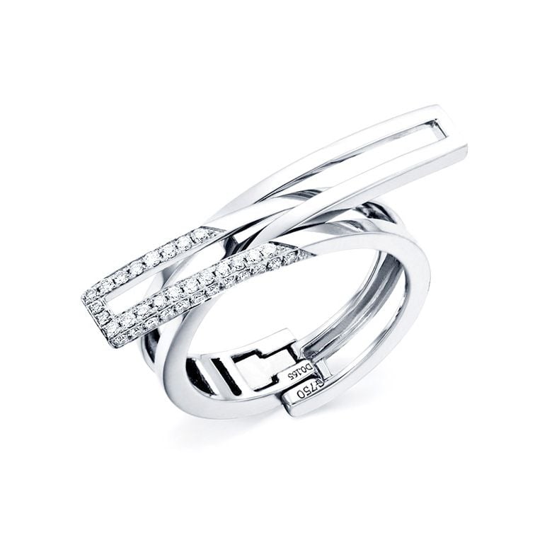 Bague anneau d'exception. Pendentif or blanc diamants forme cœur | Exception - 1
