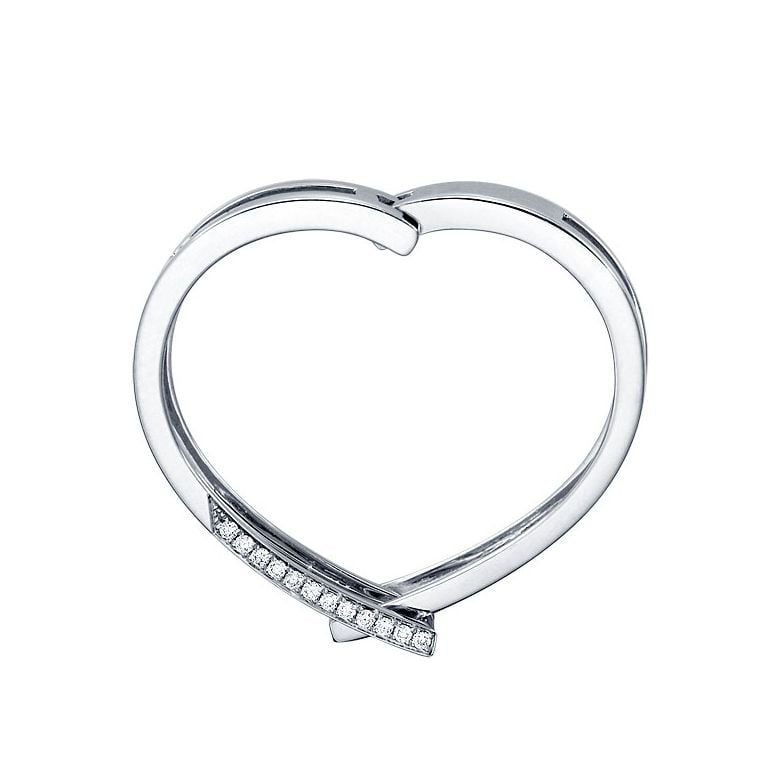 Bague anneau d'exception. Pendentif or blanc diamants forme cœur | Exception - 2