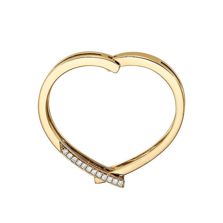 Bague anneau d'exception. Pendentif or jaune diamants forme cœur | Exception - 2