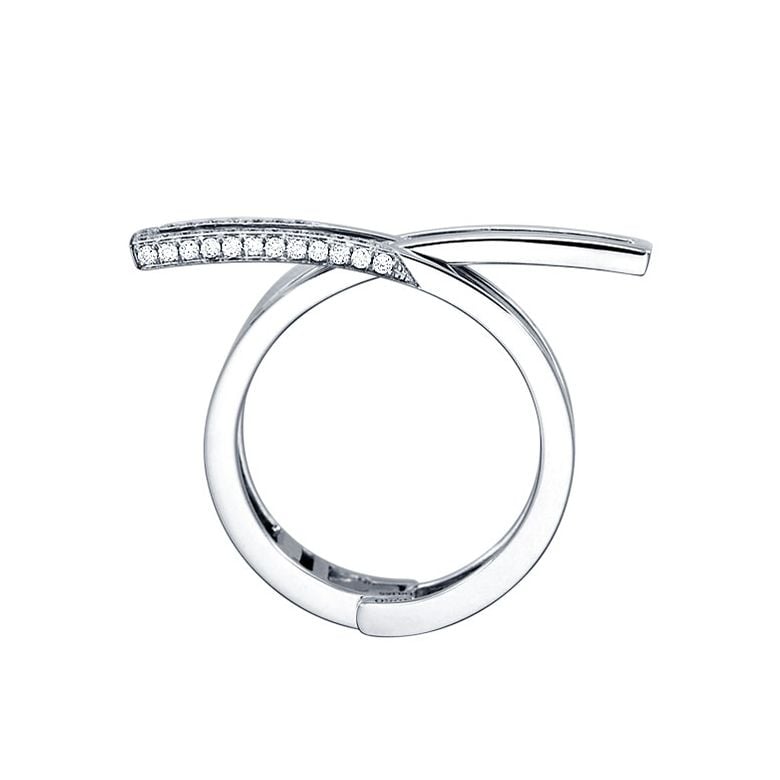 Bague anneau d'exception. Pendentif or blanc diamants forme cœur | Exception - 3