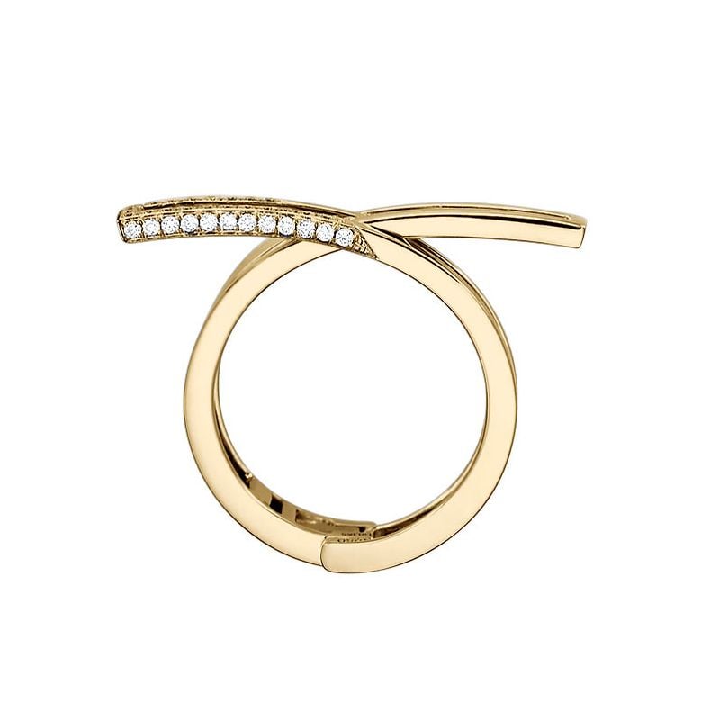 Bague anneau d'exception. Pendentif or jaune diamants forme cœur | Exception - 4