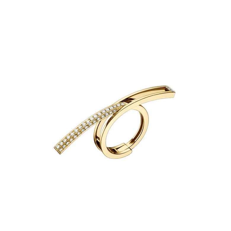 Anneau bague type pendentif - Or jaune 18cts - Diamants - 1
