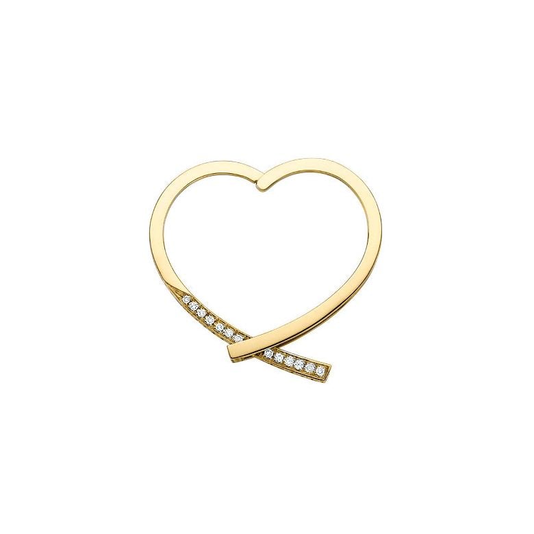 Anneau bague type pendentif - Or jaune 18cts - Diamants - 2