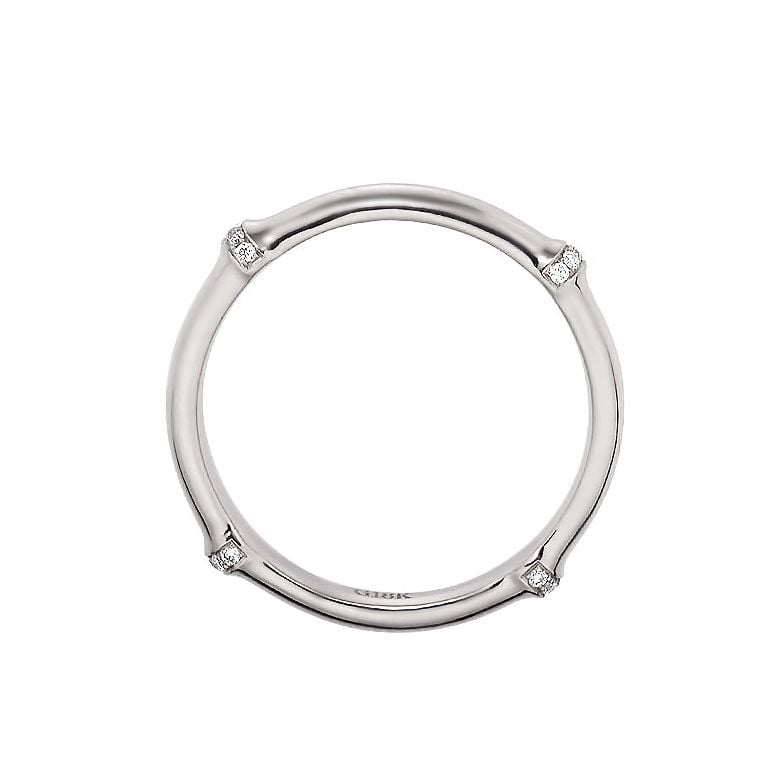 Bague bambou or blanc 18cts - Anneau de luxe et diamants | Bambou - 3