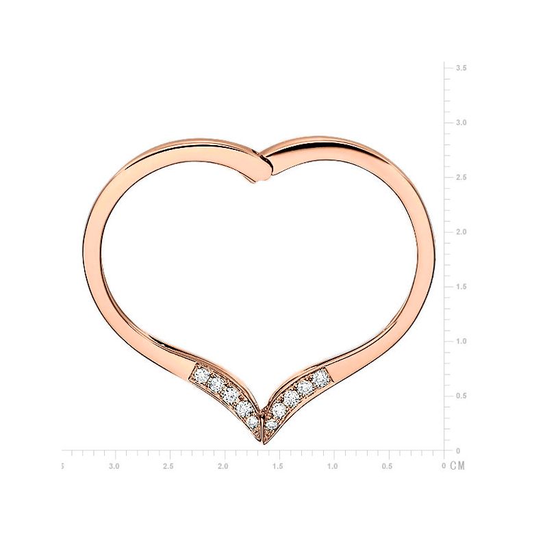 Bague anneau type pendentif. Cœur or rose diamants | Polichinelle - 2