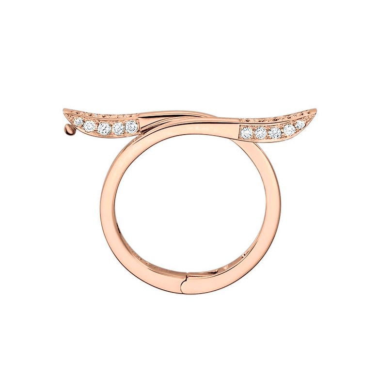 Bague anneau type pendentif. Cœur or rose diamants | Polichinelle - 4
