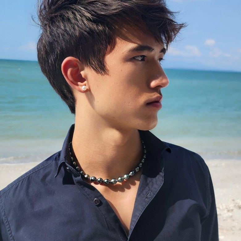 Collier Horizon Noir en Perle de Tahiti baroque pour homme - 3