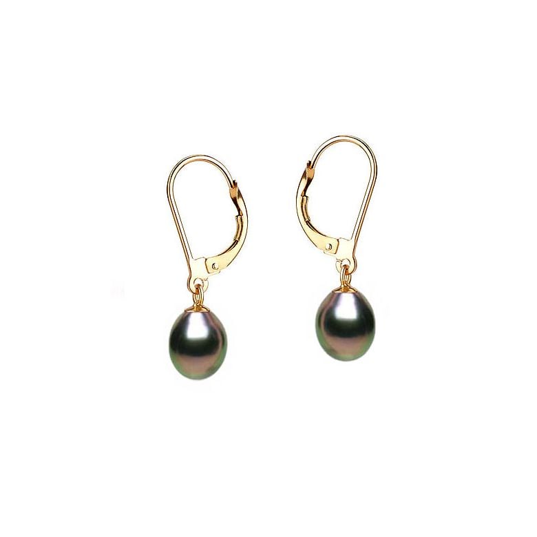 Boucles d'oreilles perles eau douce noires - 8.5/9mm - AA+ - Or jaune - 1