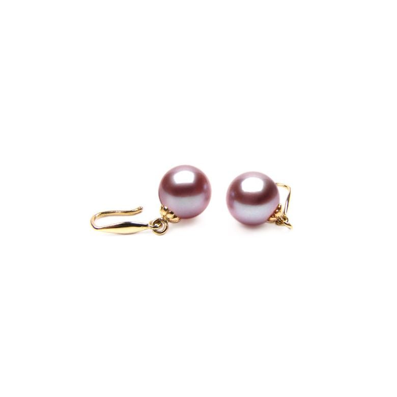 Boucles oreilles perles de culture - Crochets or jaune et perles 8/9mm - 1