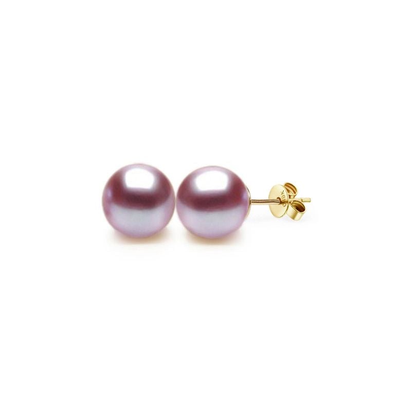 Boucles oreilles or jaune - Clous d'oreilles perles 9/9.5mm culture - 6