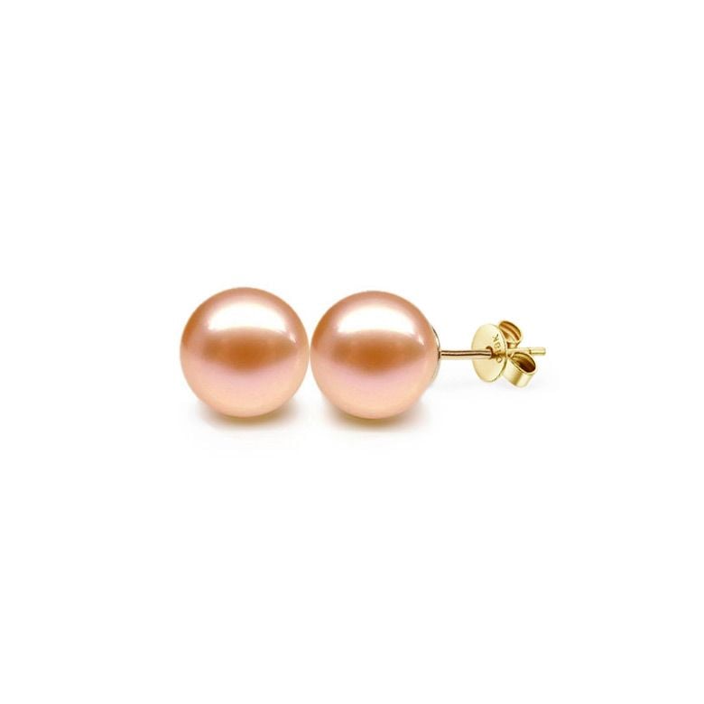 Boucles oreilles or jaune - Clous d'oreilles perles 9/9.5mm culture - 5