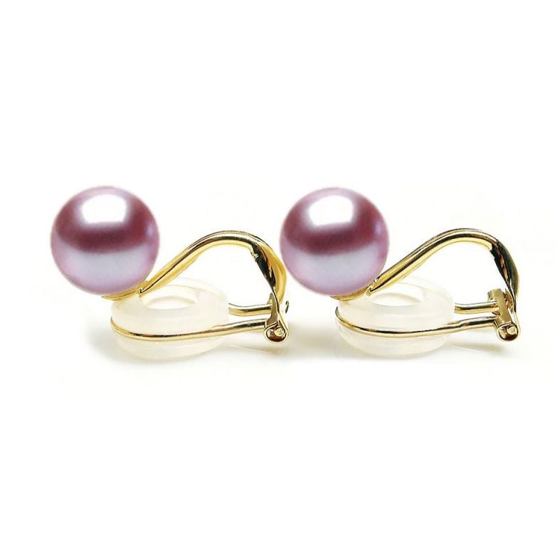Boucles d'oreilles clip or jaune et perles de culture - 6