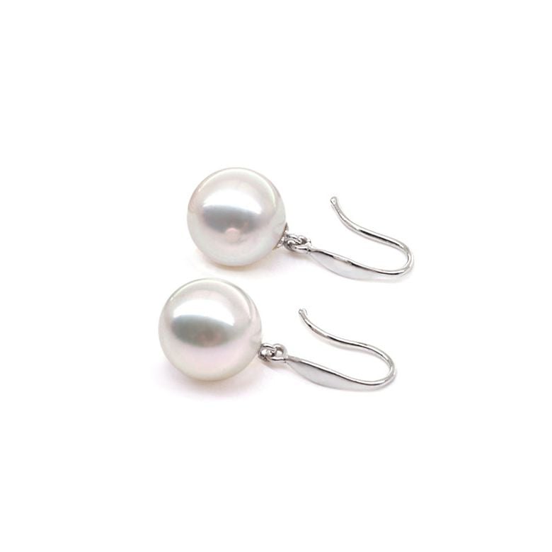 Boucles d'oreilles perles Akoya - 7.5/8mm - Paire Crochets or blanc - 1