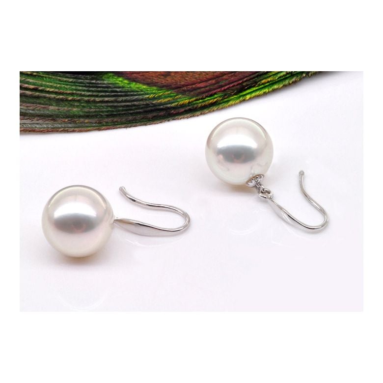 Boucles d'oreilles perles Akoya - 7.5/8mm - Paire Crochets or blanc - 2