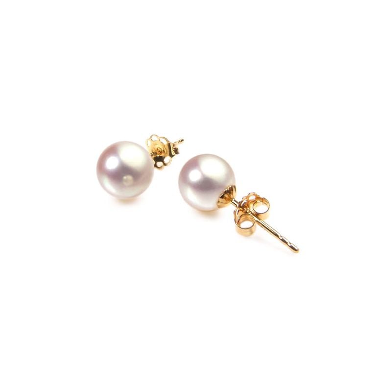 Boucles d'oreilles perles Akoya blanches - 7/7.5mm - AAA - Or jaune - 1