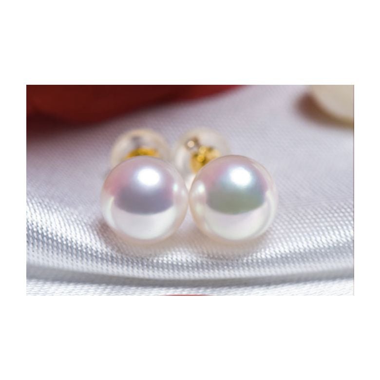 Boucles d'oreilles perles Akoya blanches - 7/7.5mm - AAA - Or jaune - 4