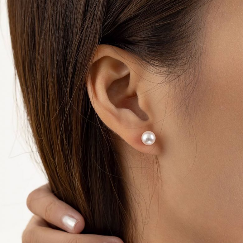 Boucles d'oreilles perles Akoya blanches - 7/7.5mm - AAA - Or jaune - 3