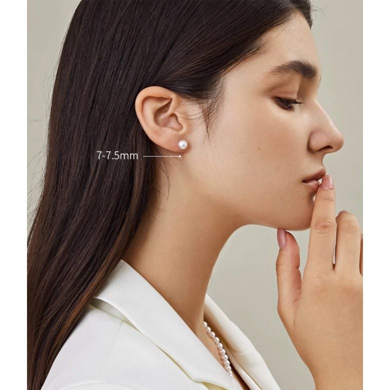 Boucles d'oreilles perles Akoya blanches - 7/7.5mm - AAA - Or jaune - 2
