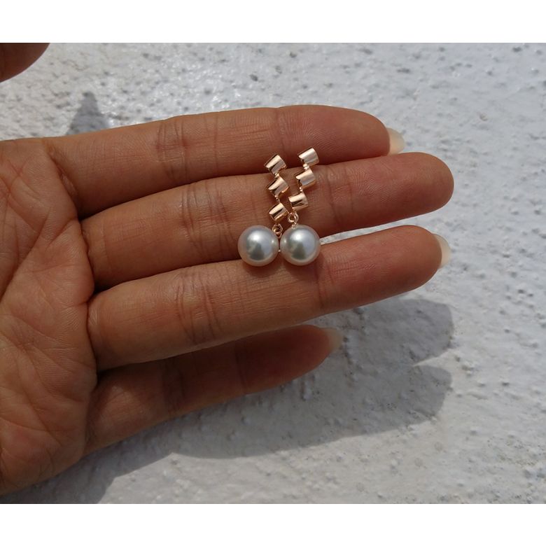 Boucles d'oreilles perles Akoya blanches - 7/7.5mm - GEMME - Or rose - 3