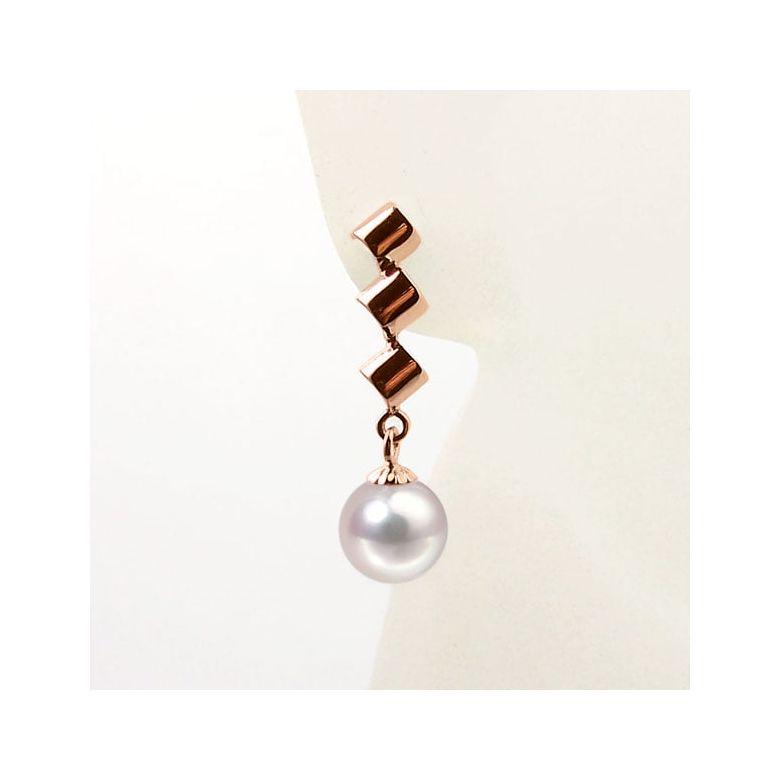 Boucles d'oreille pendantes or rose - perles Akoya de culture Japon - 3