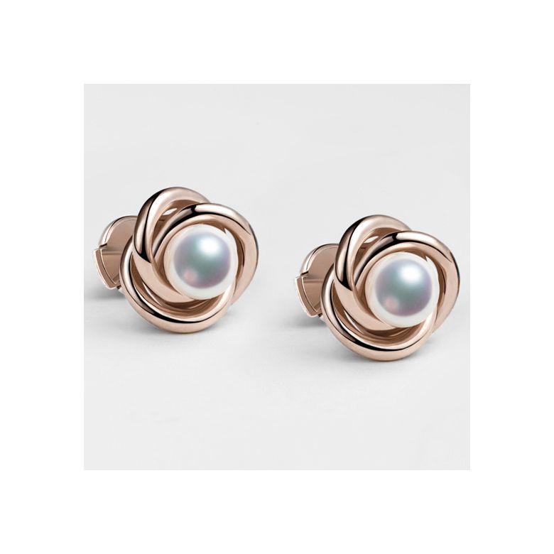 Boucles oreilles Chiyoko Or rose. Perles Akoya Japon 6/6.5mm AAA - 3
