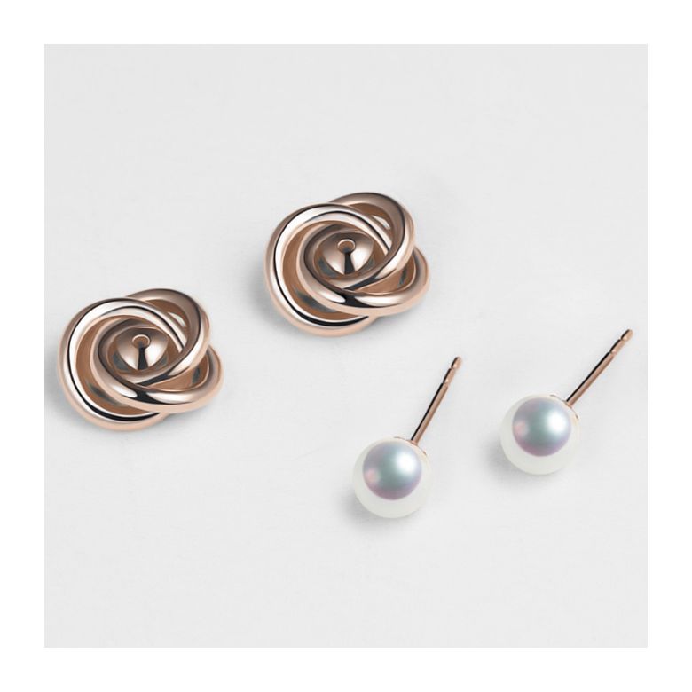 Boucles oreilles Chiyoko Or rose. Perles Akoya Japon 6/6.5mm AAA - 2