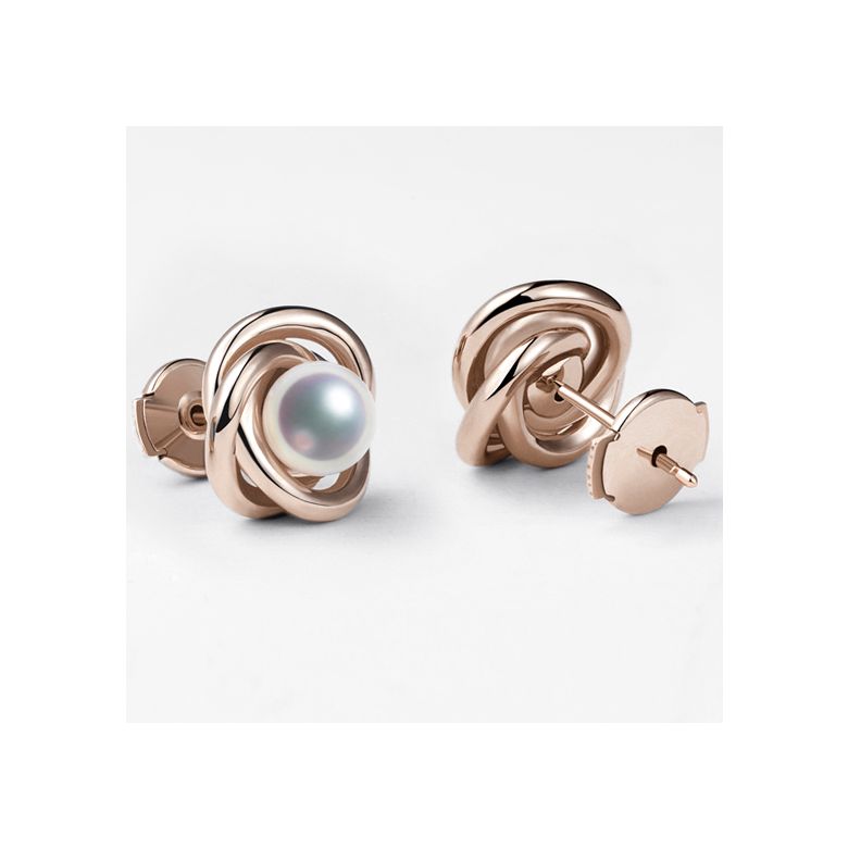 Boucles oreilles Chiyoko Or rose. Perles Akoya Japon 6/6.5mm AAA - 4