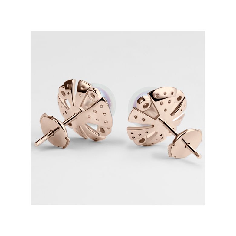 Boucles Oreilles Fleur Luxe. Perles Akoya, Or rose, Diamants - 3