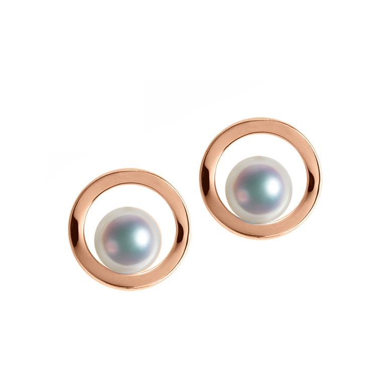 Boucle d oreille perle Akoya - Himiko - Perle du Japon, Or rose - 1