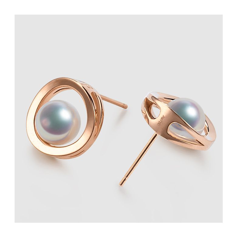 Boucle d oreille perle Akoya - Himiko - Perle du Japon, Or rose - 3