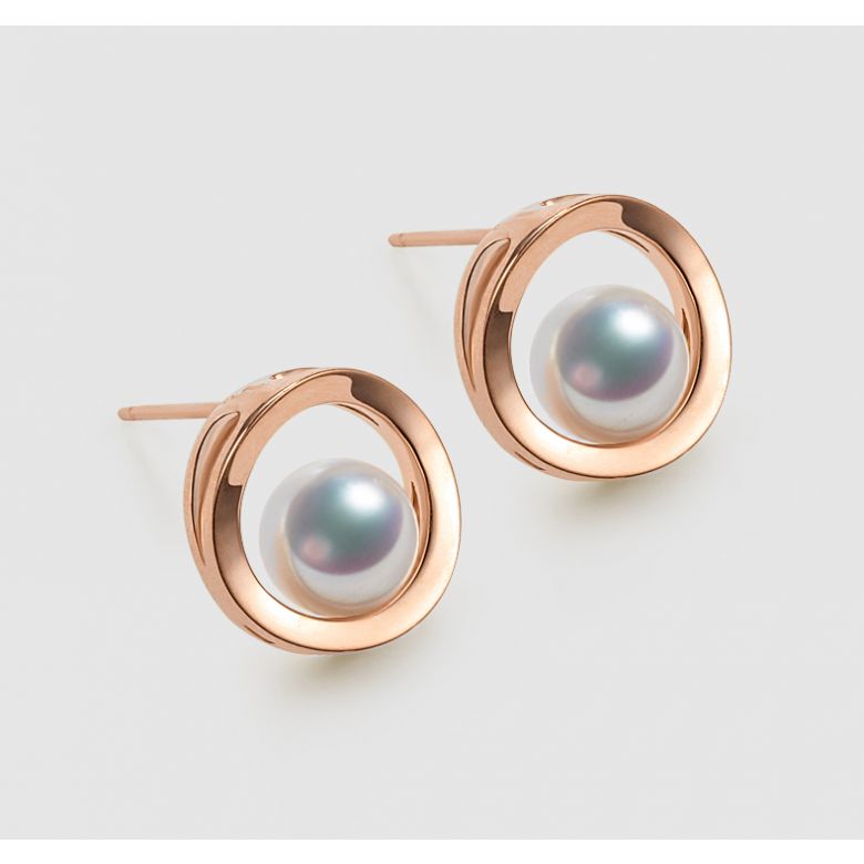 Boucle d oreille perle Akoya - Himiko - Perle du Japon, Or rose - 4