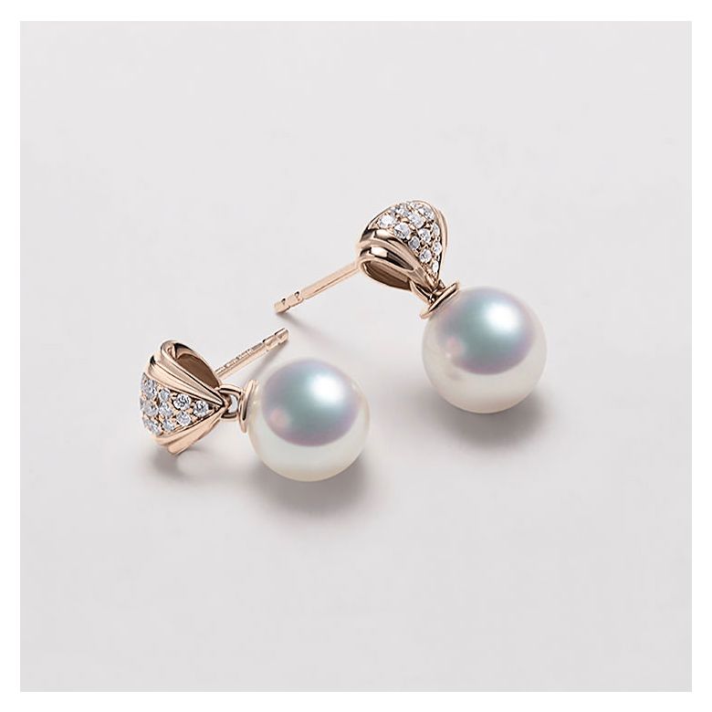 Pendant d'oreille - Perle Akoya or rose - Sarah Bernhardt  - 3